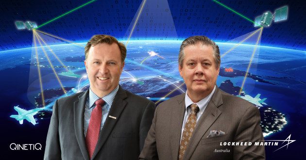 (L-R) QinetiQ Australia Managing Director, Greg Barsby and Steve Froelich, Lockheed Martin Australia AIR6500 Program Executive. (Supplied)