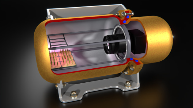 An artistic rendering of the ALEPH-1 chamber to be used to transport plants. Image: Copyright Arthur Georgalas, RMIT University, 2022