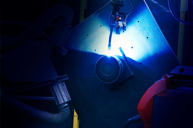 AML3D's WAM technology combines an electric arc with certified welding wire, as feedstock, to produce medium to large scale, free-form parts. 

Credit: AML3D