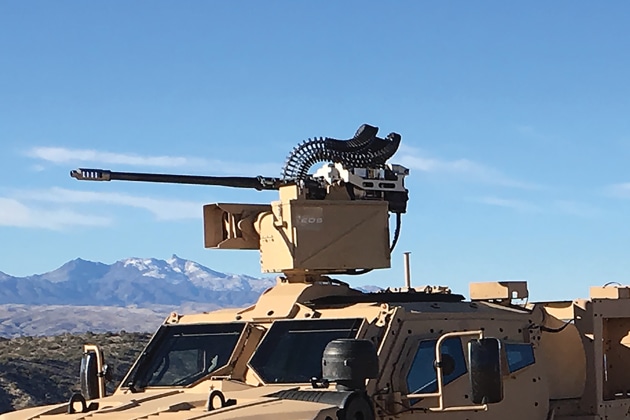 An EOS remote weapon system on a US Army Joint Light Tactical Vehicle. (EOS)
