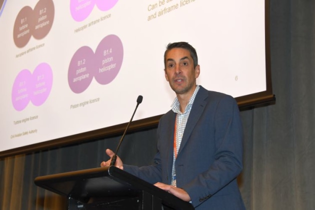 CASA's Executive Manager Stakeholder Engagement Andreas Marcelja addresses the AHIA conference at RotorTech 2024. (Steve Hitchen)
