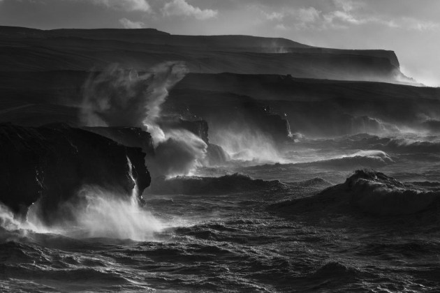 &copy; Andrew Kaineder. North Atlantic Power. A swell over 10m batters the coastline of Ireland.