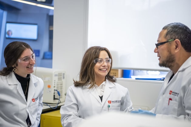 Dr Anna El-Tahchy (middle) is leading the team of scientists at Nourish Ingredients as the company's chief technical officer.