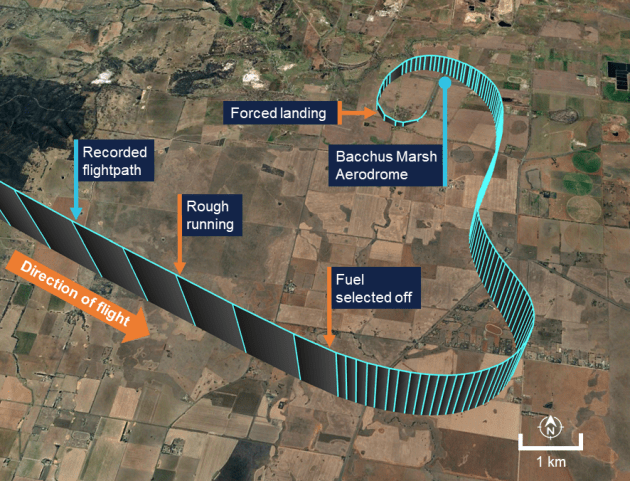The pilot planned to select the aircraft&rsquo;s left fuel tank for the outbound journey, and then switch over to the right tank on the ground at Horsham, before the return trip to Essendon. (ATSB)