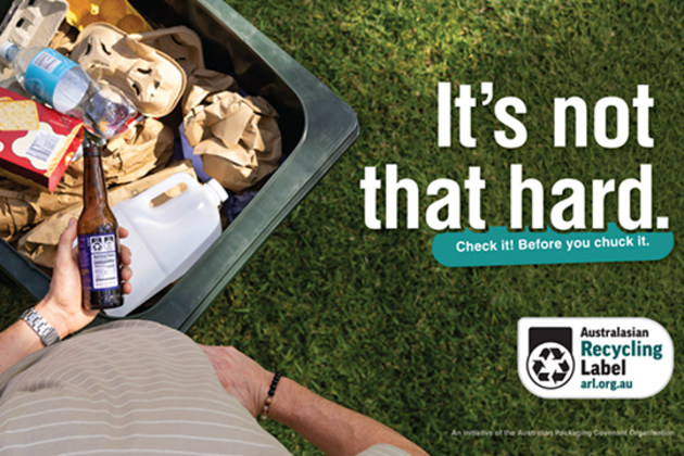 The APCO campaign uses cheeky visual humour to deliver a simple reminder &ndash; check it before you chuck it. (Image: APCO)