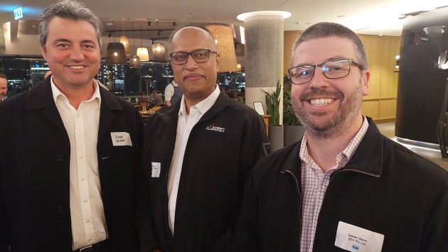(l-r) Steve Cassar, SICK; with George Thomas, Adept Turnkey Vision Systems, and Steven Down, SICK. (Image: PKN)