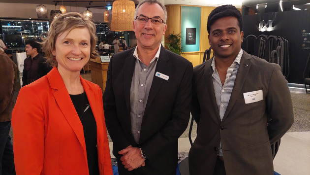 (l-r) Melissa Nugent, ARM Hub; with Robert Becher, Inox; and Samuel Jesudian, ARM Hub. (Image: PKN)