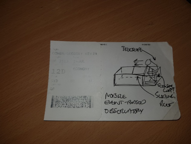 The sketch A/Prof Cohen made on his boarding pass.
Lincoln Parker