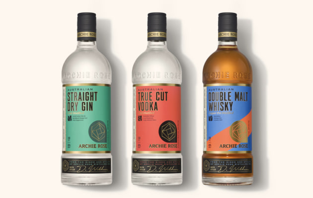 The Fundamental Spirits includes a True Cut Vodka and a Straight Dry Gin, and a Double Malt Whisky. Image: Archie Rose
