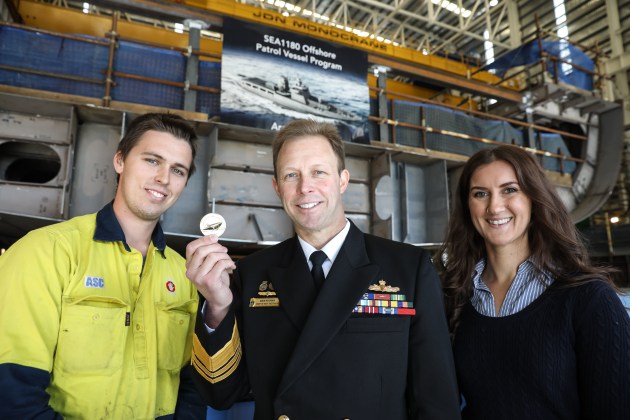 VADM Noonan with ASC's youngest workers. Credit: ASC