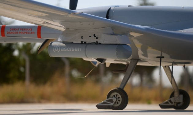 Aselsan has demonstrated the coordinated operation of three airborne electronic warfare and intelligence, surveillance and reconnaissance systems from Bayraktar TB2 UAVs.

Credit: Aselsan