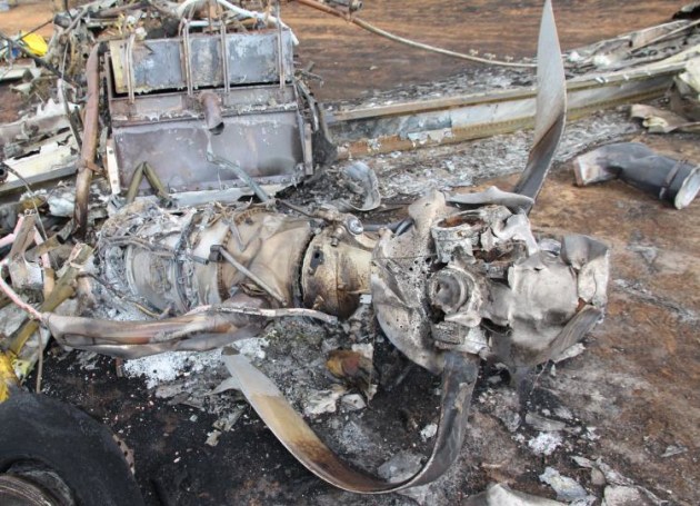 VH-NIA was almost completely consumed in the post-crash fire, preventing the ATSB from ruling out an in-flight falure. (ATSB)