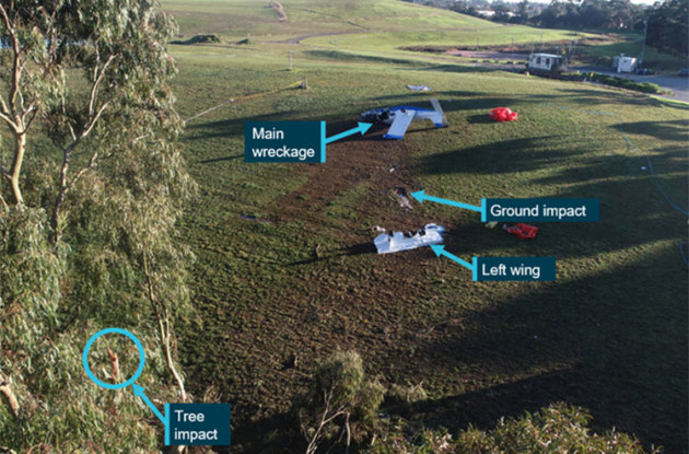 The crash site of VH-CWK near Moorabbin. (ATSB)