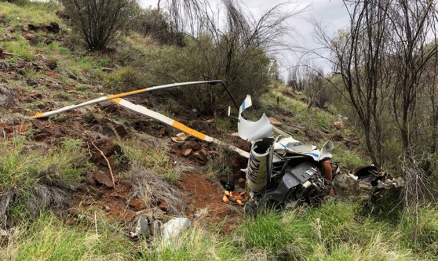 The crash site of R22 VH-KZV. (ATSB)