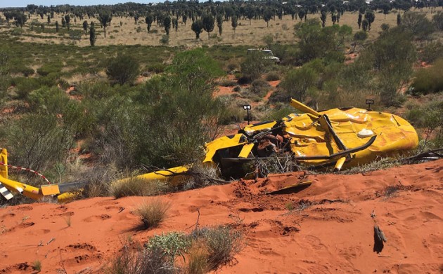 The R44 crash site at Yulara. (NT Police)