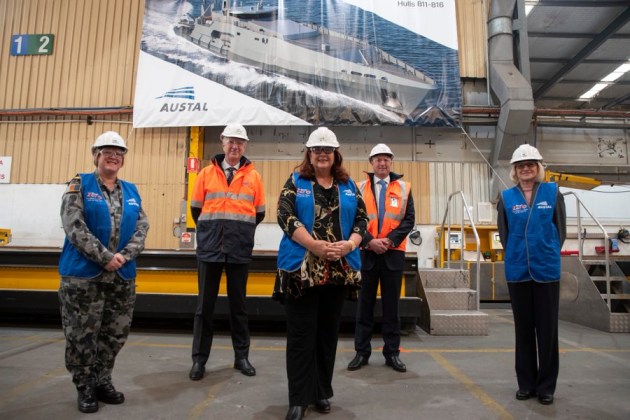 Minister for Defence Industry Mellissa Price at the Austal yards in WA.
Austal