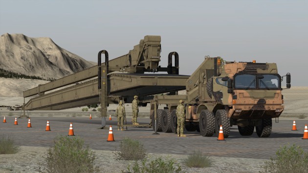 An Australian Army Dry Support Bridge as rendered
in simulation software. (Bohemia Interactive)
