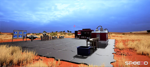 Several environments in the simulator involve locations where SPEE3D&rsquo;s technology has been used and proven to work, such as the Australian outback where SPEE3D conducted the Mount Bundy trials with the Australian Army. (Credit: SPEE3D)