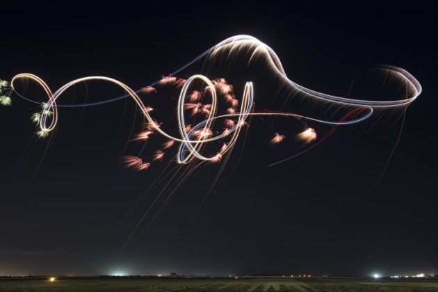 Is this the shot of the show? Cameraman Phil Hosking caught this image of the glider making light patterns during the Friday night show. (Phil Hosking)
