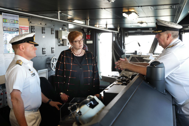 Minister for Defence Marise Payne on a ship tour. Credit: AUSAWD