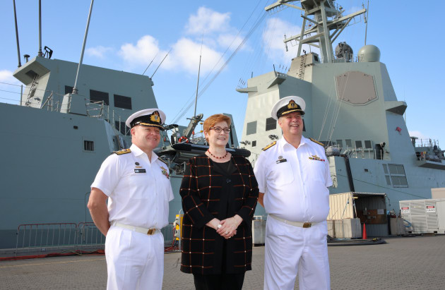 Minister for Defence Marise Payne on a ship tour. Credit: AUSAWD