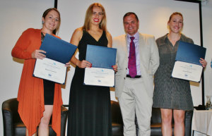Left to right: Melanie Cummins, Alexandra Shaw, Greg Hood (Airservices) and Hunter McLeod.