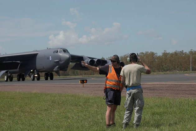 U.S. Air Force B-52 Stratofortress Bombers arrive at RAAF Base Darwin to train with the Royal Australian Air Force as part of Enhanced Air Cooperation (EAC). Credit: Defence