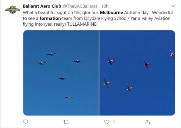 Ballarat Aero Club caught the Wedgetails on their way to MONTY. (Twitter Feed)