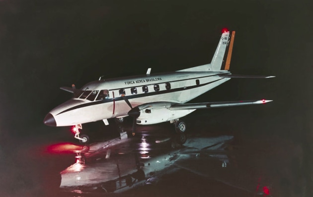 One of Embraer's early design, the EMB 110 Bandierante. This one is in Brazilian Air Force livery. (Embraer)