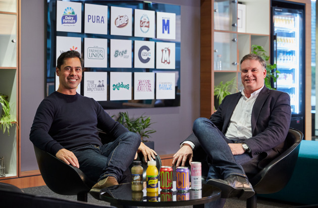 Naked Life founder and CEO Dave Andrew (left) and Bega Dairy and Drinks executive GM Darryn Wallace.