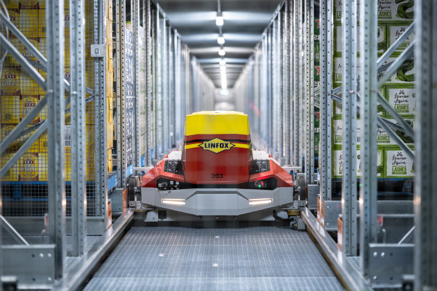 Swisslog&rsquo;s PowerStore solution for BevChain increases&nbsp; storage utilisation by around 60% in the same building footprint (Source:&nbsp;Swisslog)
