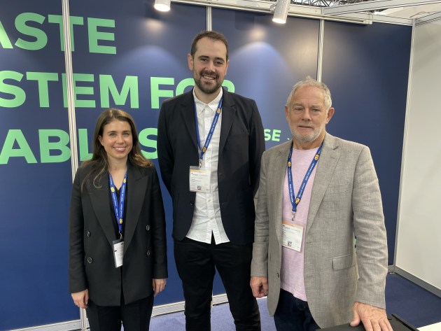 Australian exhibitor Bouncee: (l-r) Hamish Hingston, Eleanna Hingston, Gary Skinner
