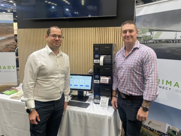 Braydon Cocks and Peter Davenport of Matthews at the Woolworths stand.