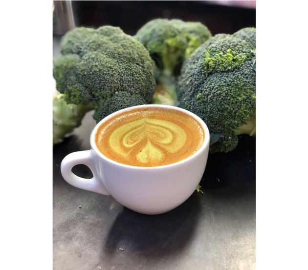 A broccoli latte made by The Common Folk caf&eacute;.