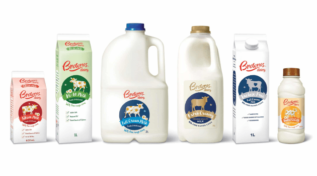 Brownes Dairy white milk portfolio