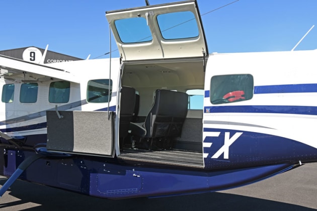 The spilt rear cargo door gives excellent access for freight and once removes, excellent egress for skydivers. (Steve Hitchen)
