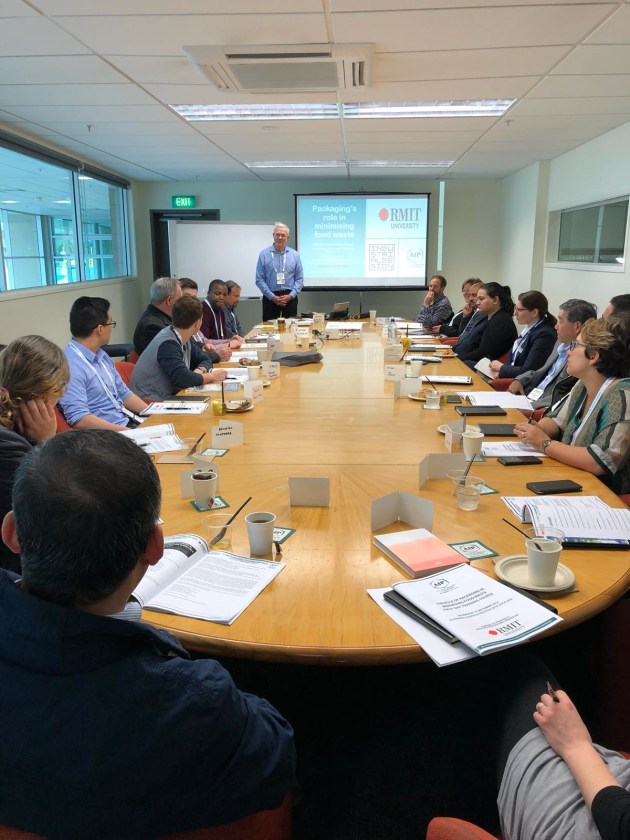 Keith Chessell teaching delegates in the AIP's half day workshop how designing packaging to save food actually saves food.