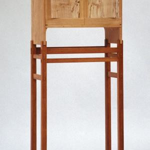 Cabinet on stand in European cherry, spalted chestnut and kwila, 1995.