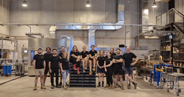 Four Pillars co-founder and distiller Cameron Mackenzie and his production team are sitting pretty in their new bottling area (Image: Anson Smart)
