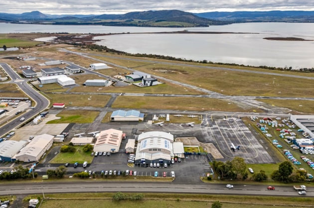 Cambridge Airport on the shores of Barilla Bay is up for sale. (Raine and Horne)