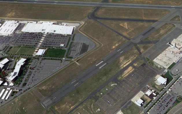 The threshold of Canberra's runway 12 is set to be displaced, raising fears about the future of GA at the airport. (Google Earth)