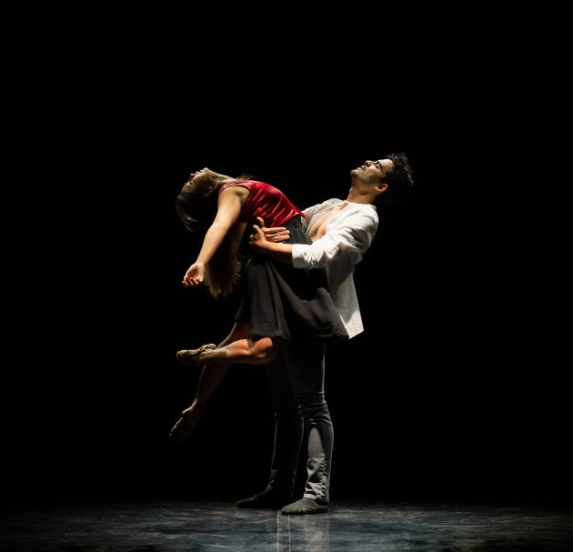 Candice Adea and Julio Blanes in Fallen,choreographed by Sandy Delasalles,part of 'Heartache'. Photo: Bradbury Photography.