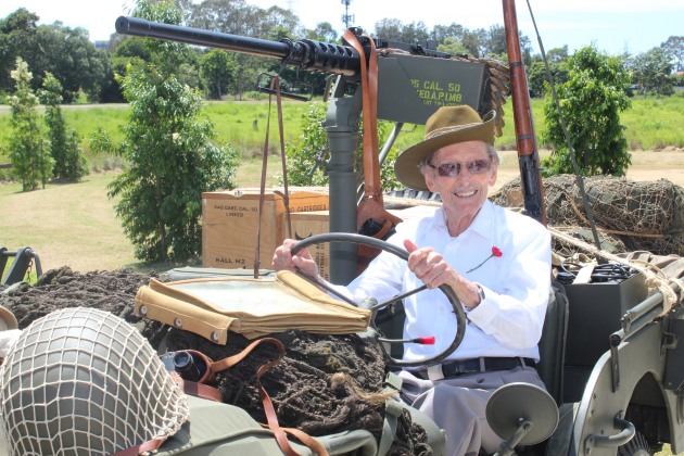 Carinity Cedarbrook resident Gordon Jamieson in a WWII jeep.
Carinity