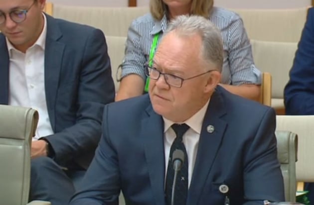 CASA CEO and Director of Aviation Safety Shane Carmody responds to Senator Rex Patrick on the CSF data. (Still from Parliament House feed)