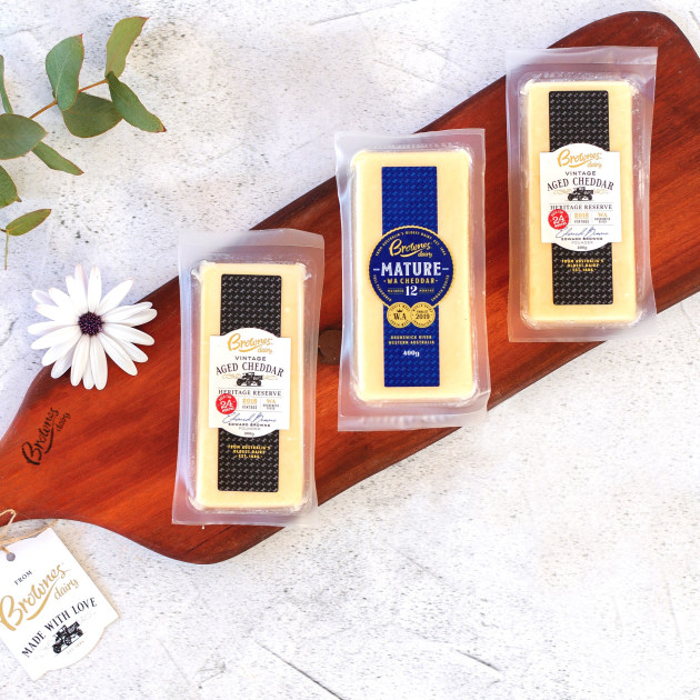 Brownes Dairy has registered the film used for the packaging through REDcycle, while the vintage SKUs contain 30 per cent post-consumer waste on its bright, felt paper front labels.