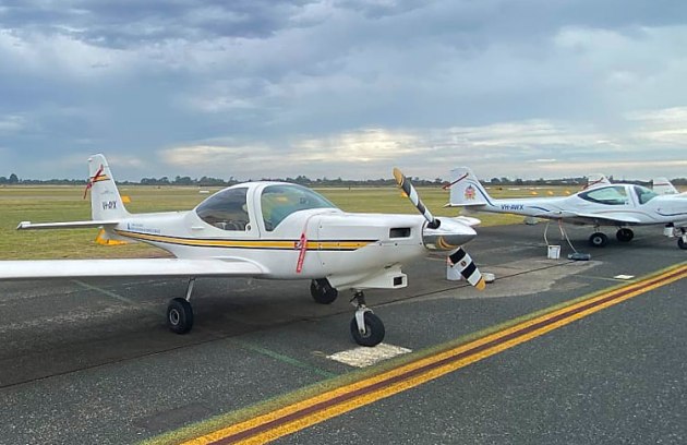 A China Southern Grob 115 anchored at Jandakot waiting for auction. (Slattery)