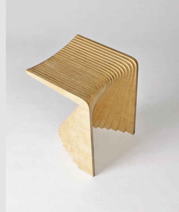 Chris Hardy, Pleat,2009, marine ply, 450 x 350 x 360mm.