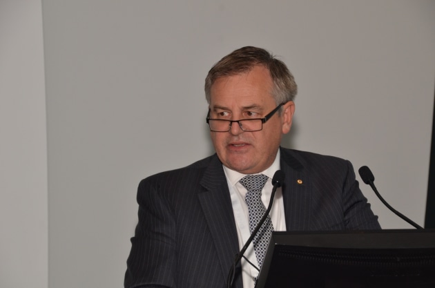 Defence Chief Scientist Dr Alex Zelinski opening the Innovations session of Civsec 2018. David Jones/ADM
