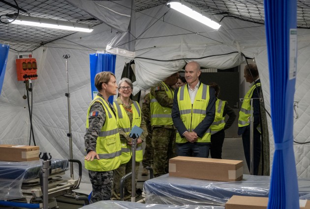 ADF Commander Joint Health, Rear Admiral Sonya Bennett, with Saab Australia Managing Director, Andy Keough, during a recent visit to Saab&rsquo;s Deployable Health Capability Support Centre.
Credit: Saab