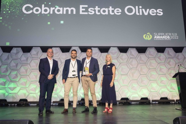 Woolworths' annual Supplier of the Year Awards were held this week, recognising suppliers' excellence across 18 categories. Cobram Estate Olives won the Better Tomorrow Award for its sustainability initiatives and achievements.